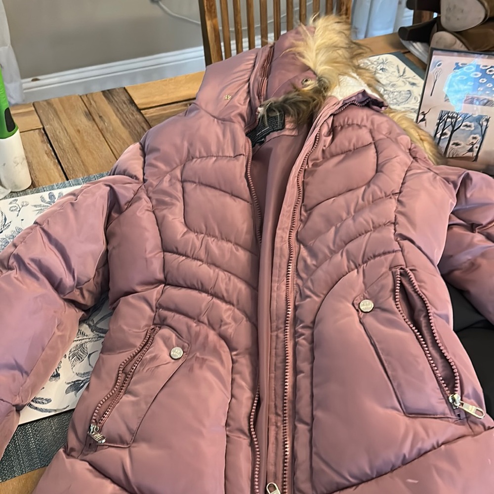 Big girls Steve Madden winter coat pink with faux fur